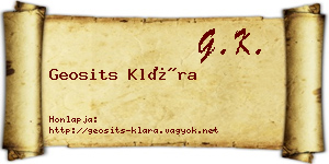 Geosits Klára névjegykártya